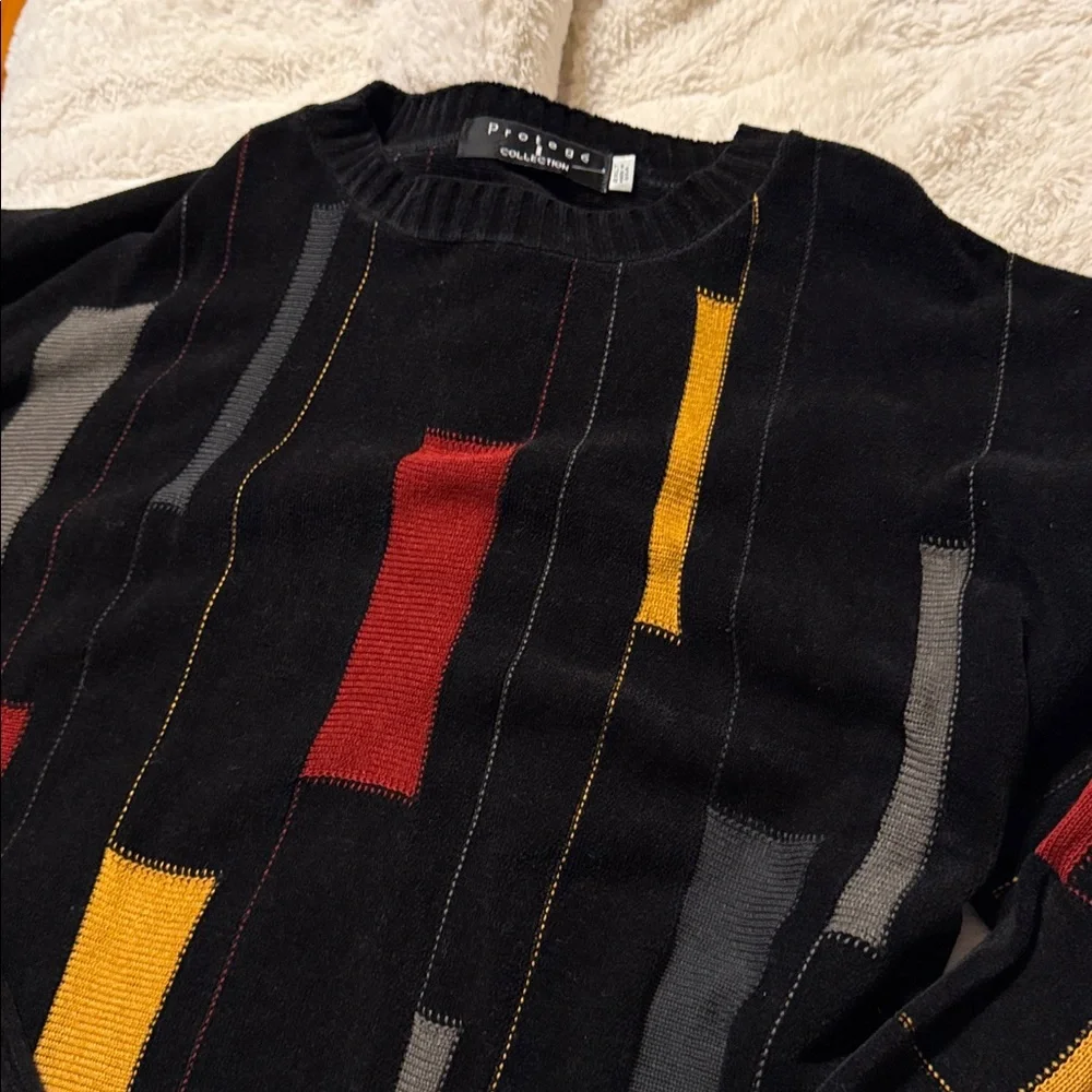 Protege’Men's Black Multicolor Sweater with Red and Yellow Accents 2XLT - Picture 4 of 6